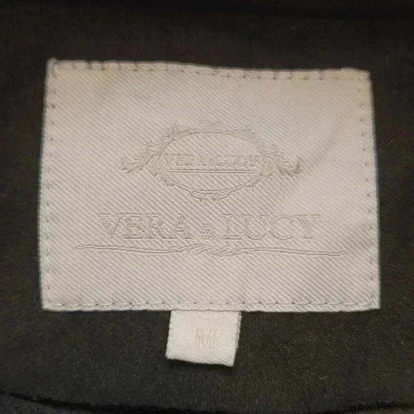 Vera & Lucy Tassel Faux Suede Black Moto Wing Collar Jacket Coat Size M - Picture 6 of 13